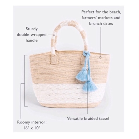 Altru Ethical Straw Tote White Stripe - Picture 3 of 5